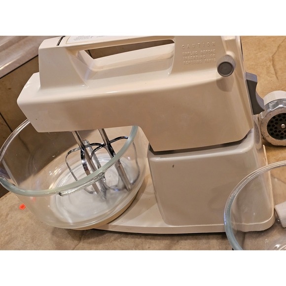 Oster Kitchen Center Sunbeam Mixer Meat Grinder Attachment 2 Glass Bowls Manual - Picture 2 of 11